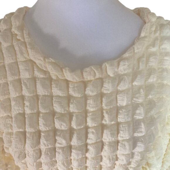 Shein Dress, Off-White Textured Bubble Party Fit and Flare Puff Sleeves, sz M. - Picture 7 of 13